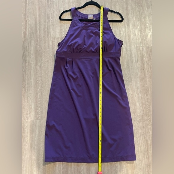 Athleta Women’s Midi Dress Size 14 Purple Spandex Stretch Voyager Day Halter - Picture 15 of 16